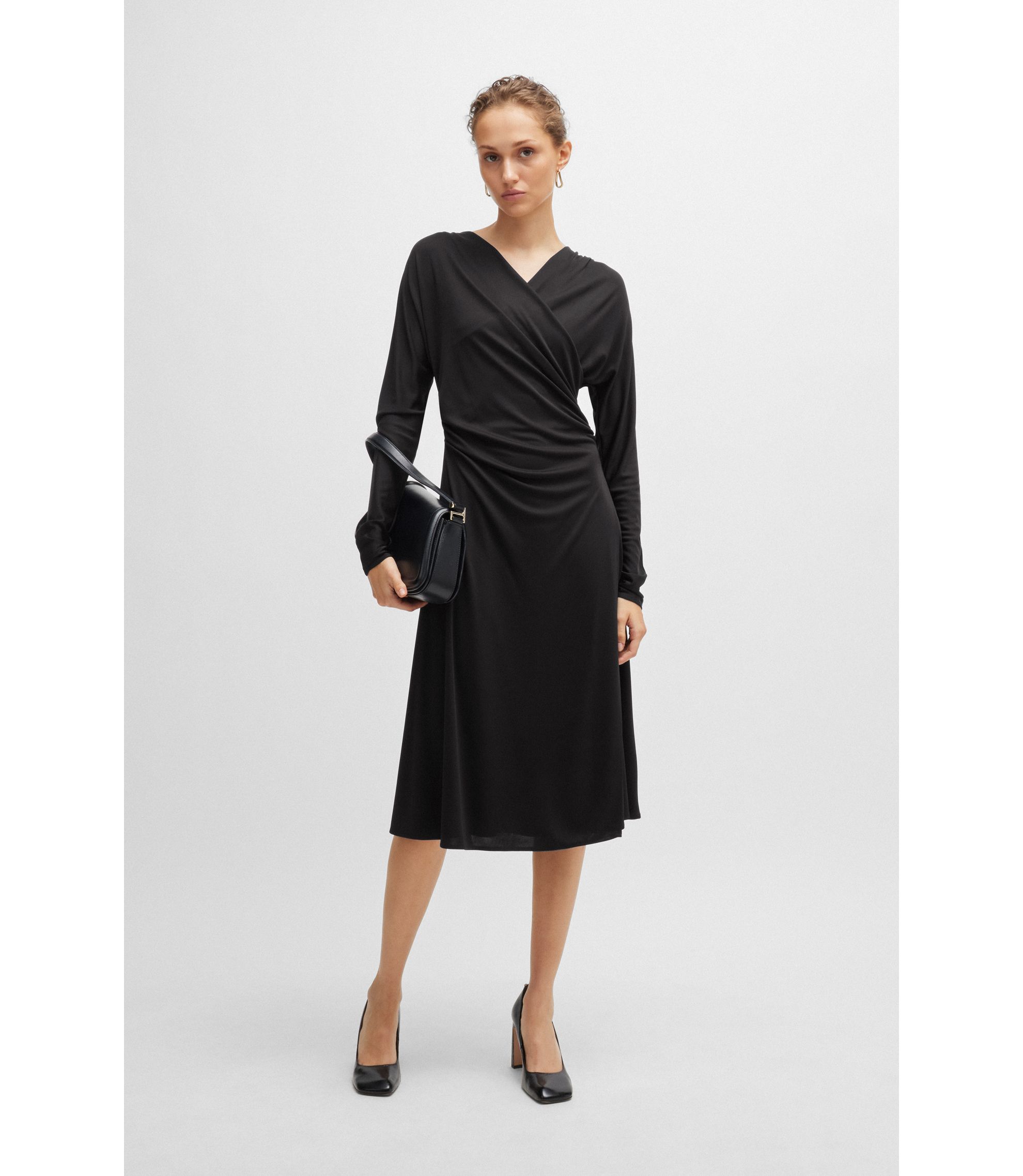 Hugo Boss 長袖 膝丈ドレス Hugo Boss 長袖 膝丈ドレス BOSS - Long-sleeved dress with wrap