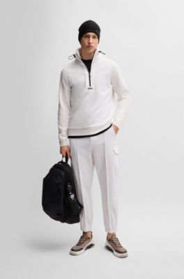 Regular-fit sweater with adjustable collar, White