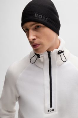 Regular-fit sweater with adjustable collar, White