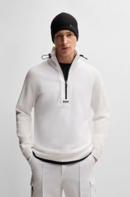 Regular-fit sweater with adjustable collar, White