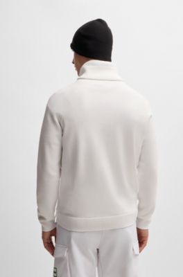 Regular-fit sweater with adjustable collar, White