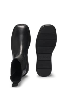 Leather Chelsea-style boots with wedge sole, Black