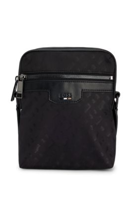 BOSS - Monogram-jacquard reporter bag with logo detail