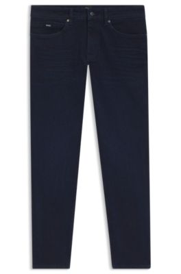 Blue slim-fit jeans in cashmere-touch denim, Dark Blue