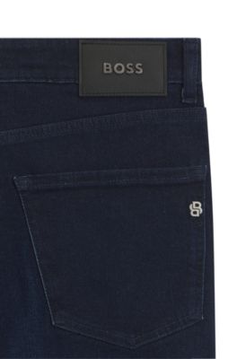 Blue slim-fit jeans in cashmere-touch denim, Dark Blue