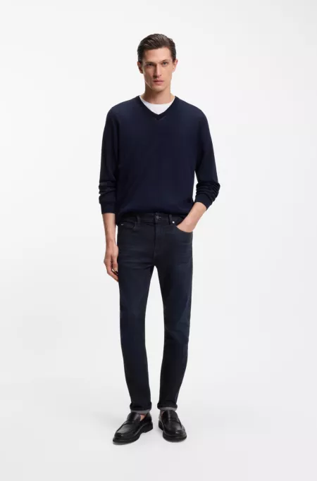 Blue slim-fit jeans in cashmere-touch denim