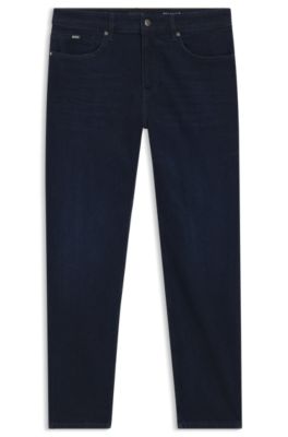 Maine Blue regular-fit jeans in cashmere-touch denim, Dark Blue