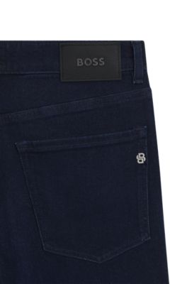 Maine Blue regular-fit jeans in cashmere-touch denim, Dark Blue