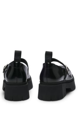 Mary Jane shoes in brush-off leather, Black