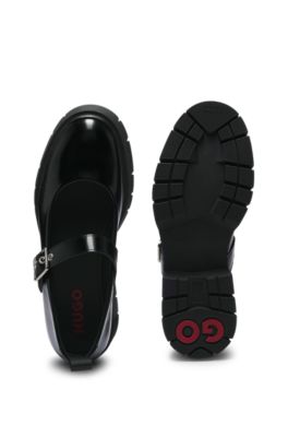 Mary Jane shoes in brush-off leather, Black