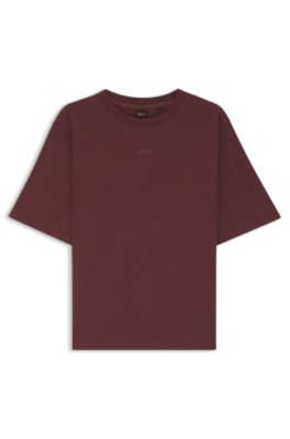 Cotton-jersey T-shirt with puff-print logo, Dark Brown