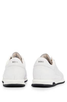 BOSS - Leather trainers with knurled sole and signature details