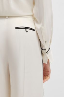 Pantalones relaxed fit con pernera ancha, Blanco