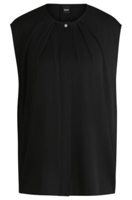Hugo Boss Boss Bielli Silk Cap Sleeve Top In Black