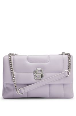 Hugo Boss Quilted Shoulder Bag With Double B Monogram Hardware In Light Purple