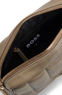 Quilted crossbody bag with Double B monogram hardware, Brown