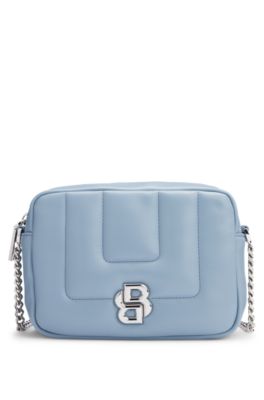 Quilted crossbody bag with Double B monogram hardware, Light Blue