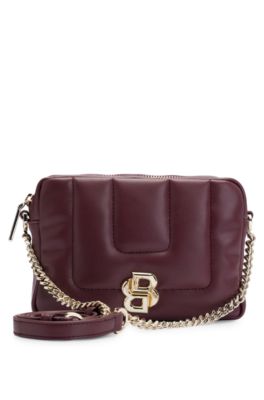Quilted crossbody bag with Double B monogram hardware, Dark Red