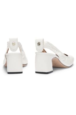 Leather slingback pumps with Double B monogram, White
