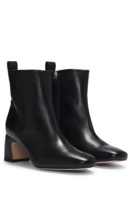Hugo Boss Nappa-leather Ankle Boots With Double B Monogram In Black