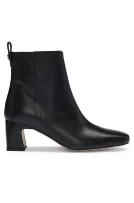 Nappa-leather ankle boots with Double B monogram, Black