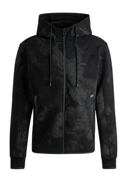 Zip-up hoodie with decorative reflective artwork