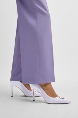 Leather and suede pumps with Double B monogram trim, Purple