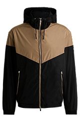 Water-repellent jacket in mixed materials with mesh lining, Beige