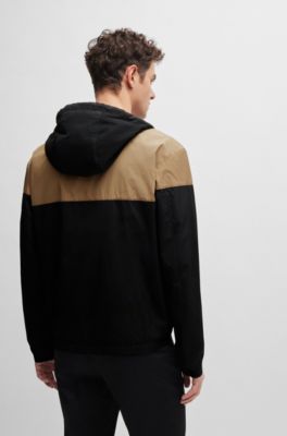 Water-repellent jacket in mixed materials with mesh lining, Beige