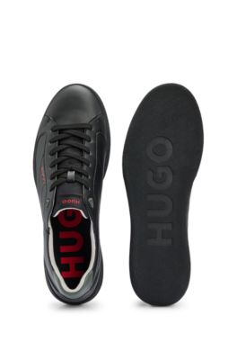 HUGO - Cupsole trainers with logo details on rubber outsole - Black