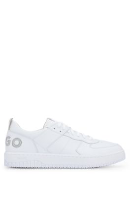Basketball-inspired lace-up trainers with bubble branding, White