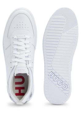 Basketball-inspired lace-up trainers with bubble branding, White