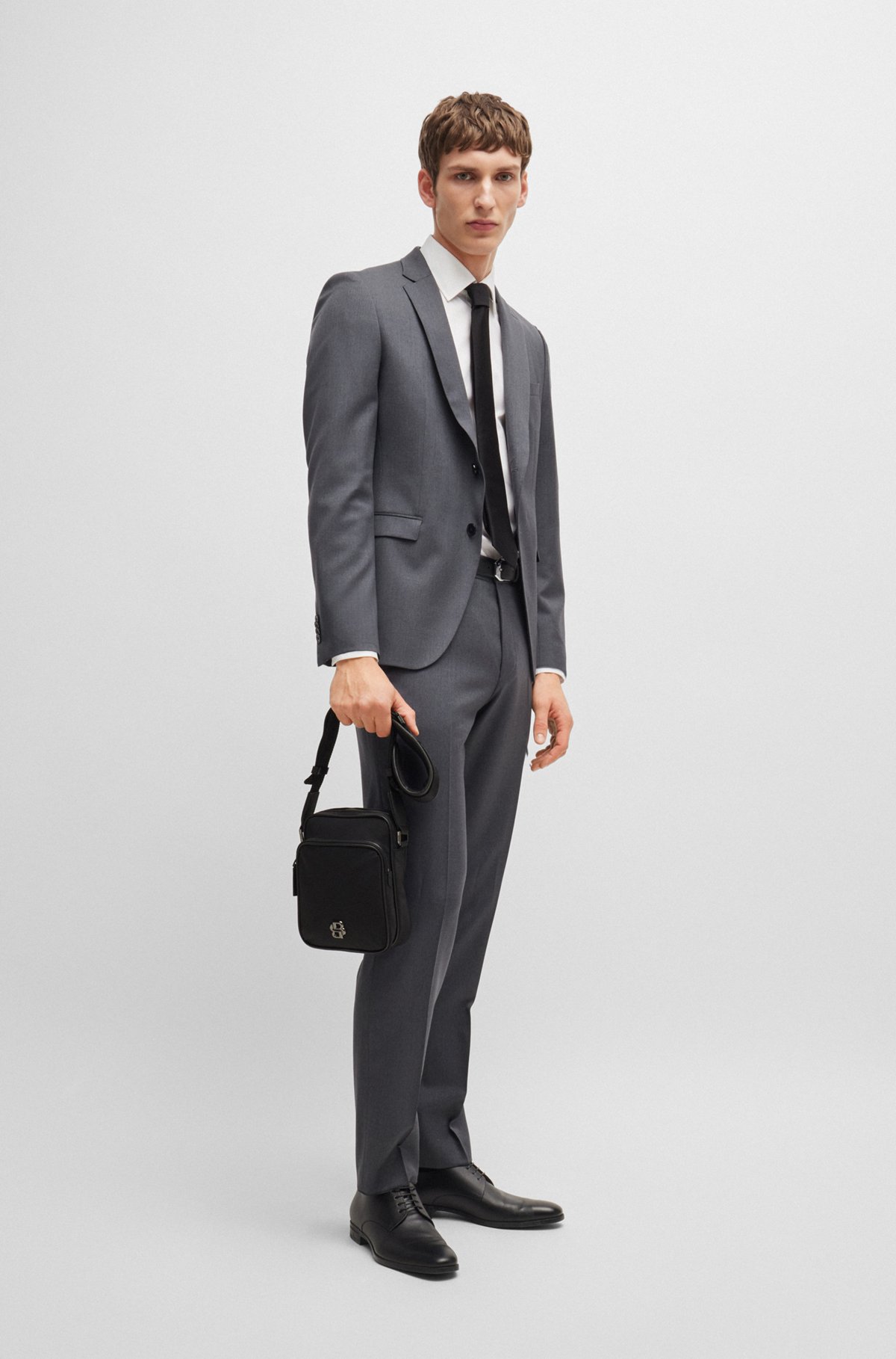 BOSS - Twill reporter bag with Double B monogram - Black BOSS - Twill reporter bag with Double B monogram - Black