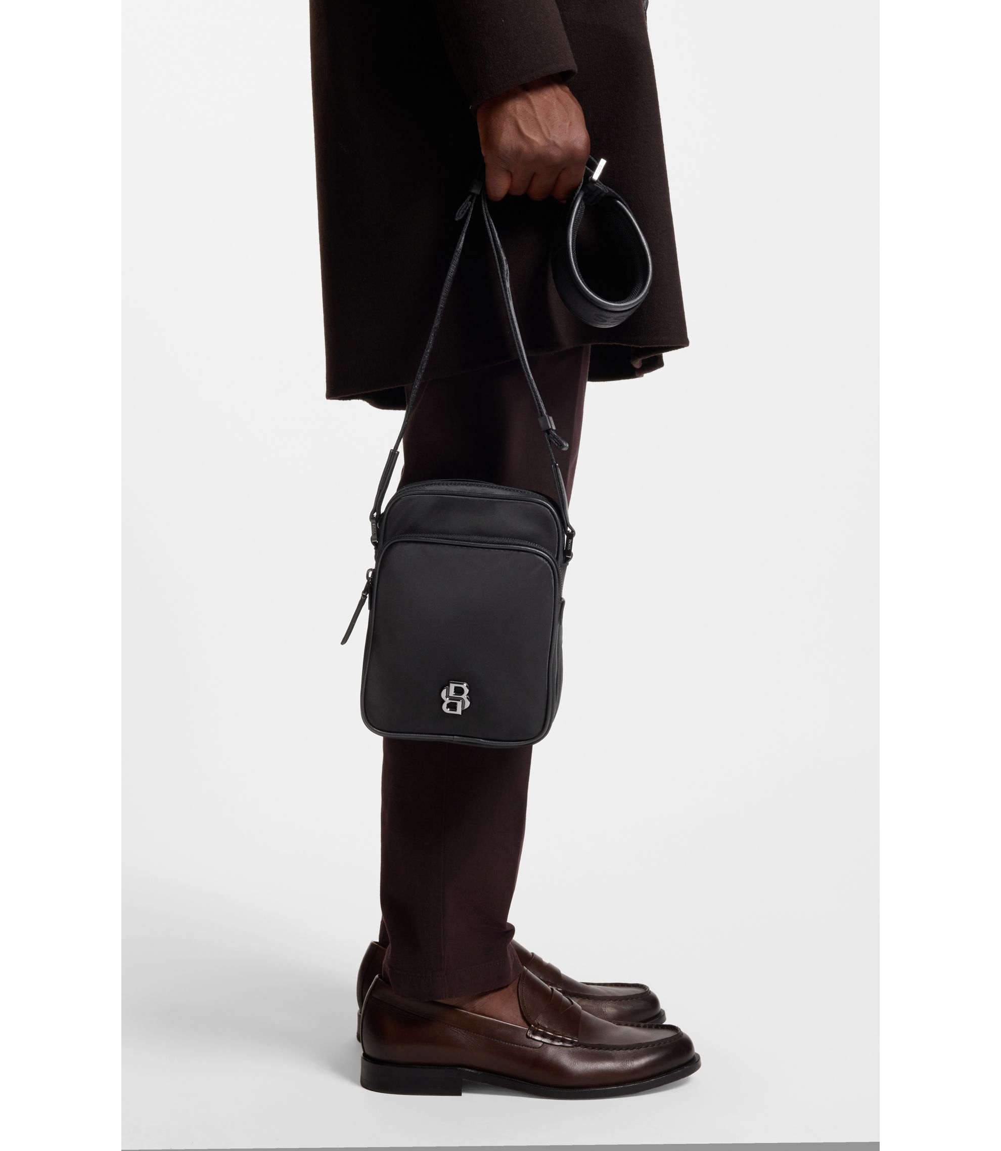 BOSS - Reporter bag with Double B monogram hardware - Black
