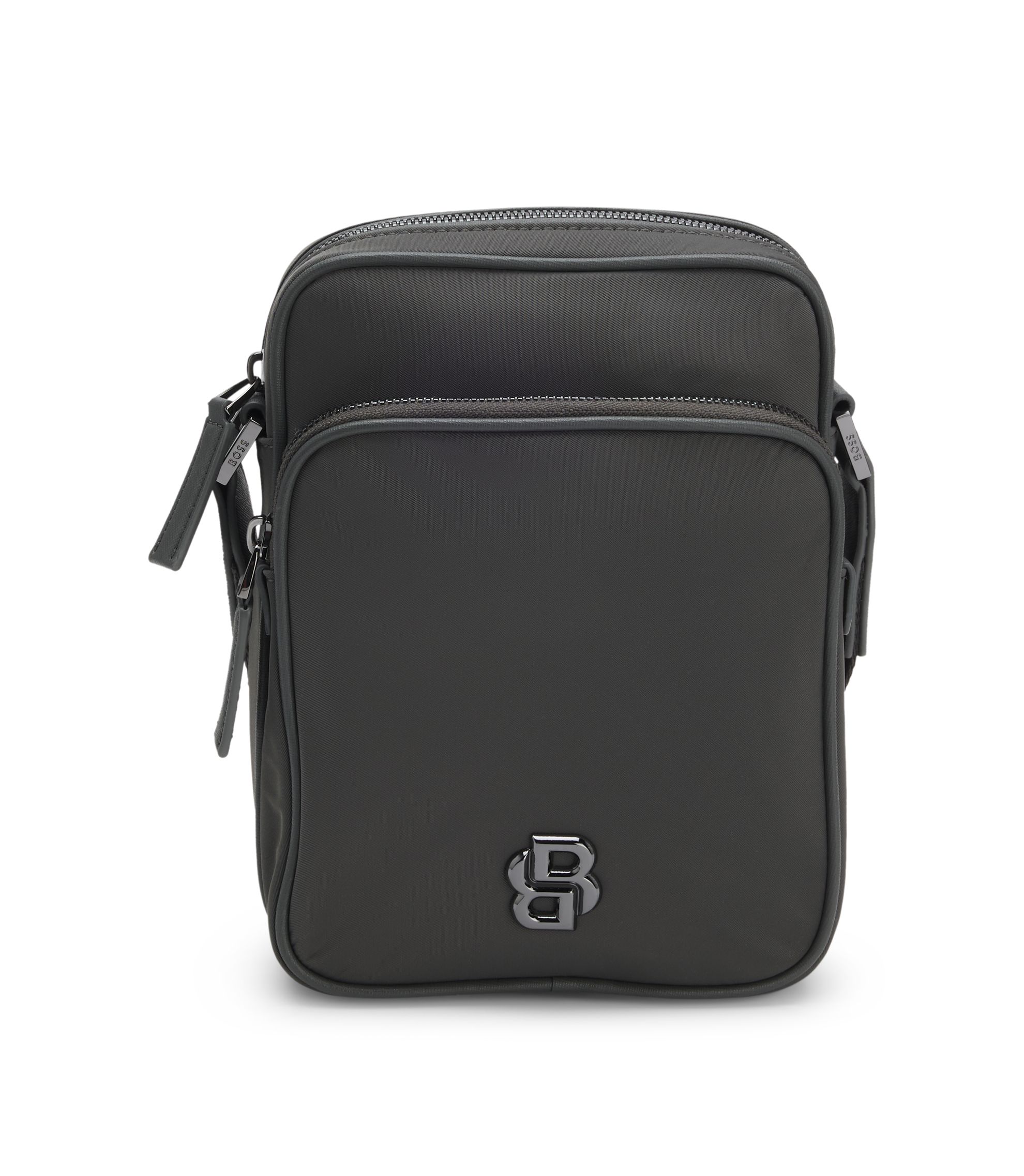 BOSS - Reporter bag with Double B monogram hardware - Grey