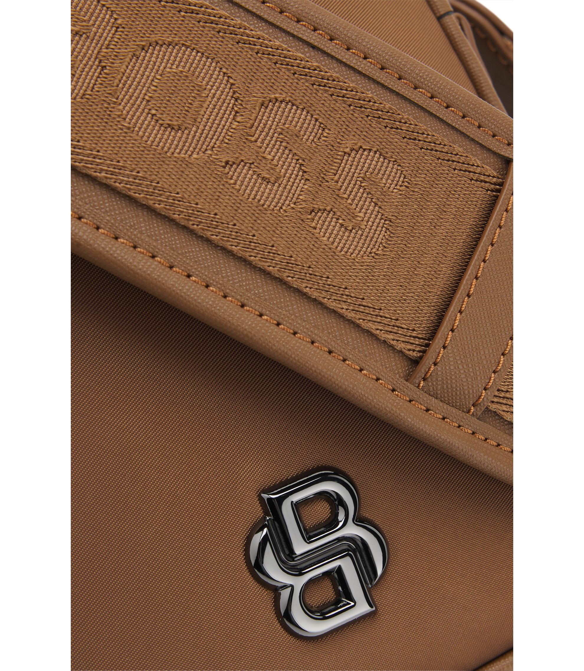 BOSS - Twill reporter bag with Double B monogram - Brown