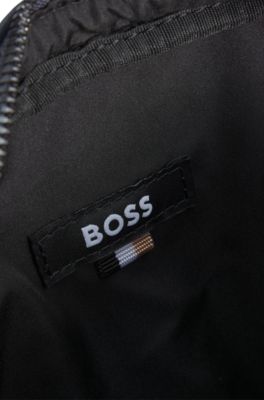 Bolso mensajero con monograma Double&nbsp;B met&aacute;lico, Azul