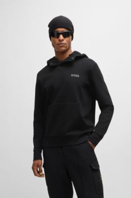 Hoodie with mirror-effect logo, Black