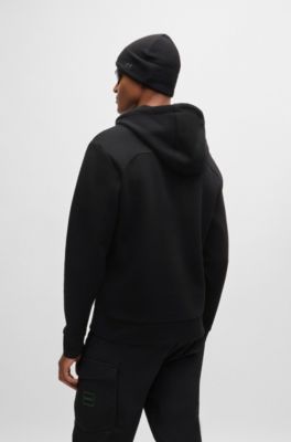 Hoodie with mirror-effect logo, Black