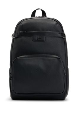 HUGO - Grained faux-leather backpack with stacked logo trim