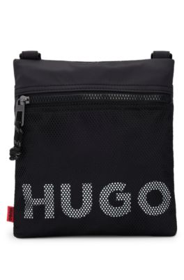 Envelope bag with detachable strap and mesh-covered logo- Black Men's HUGO Your Way