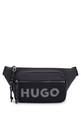 HUGO - Belt bag with contrast logo and mesh overlay