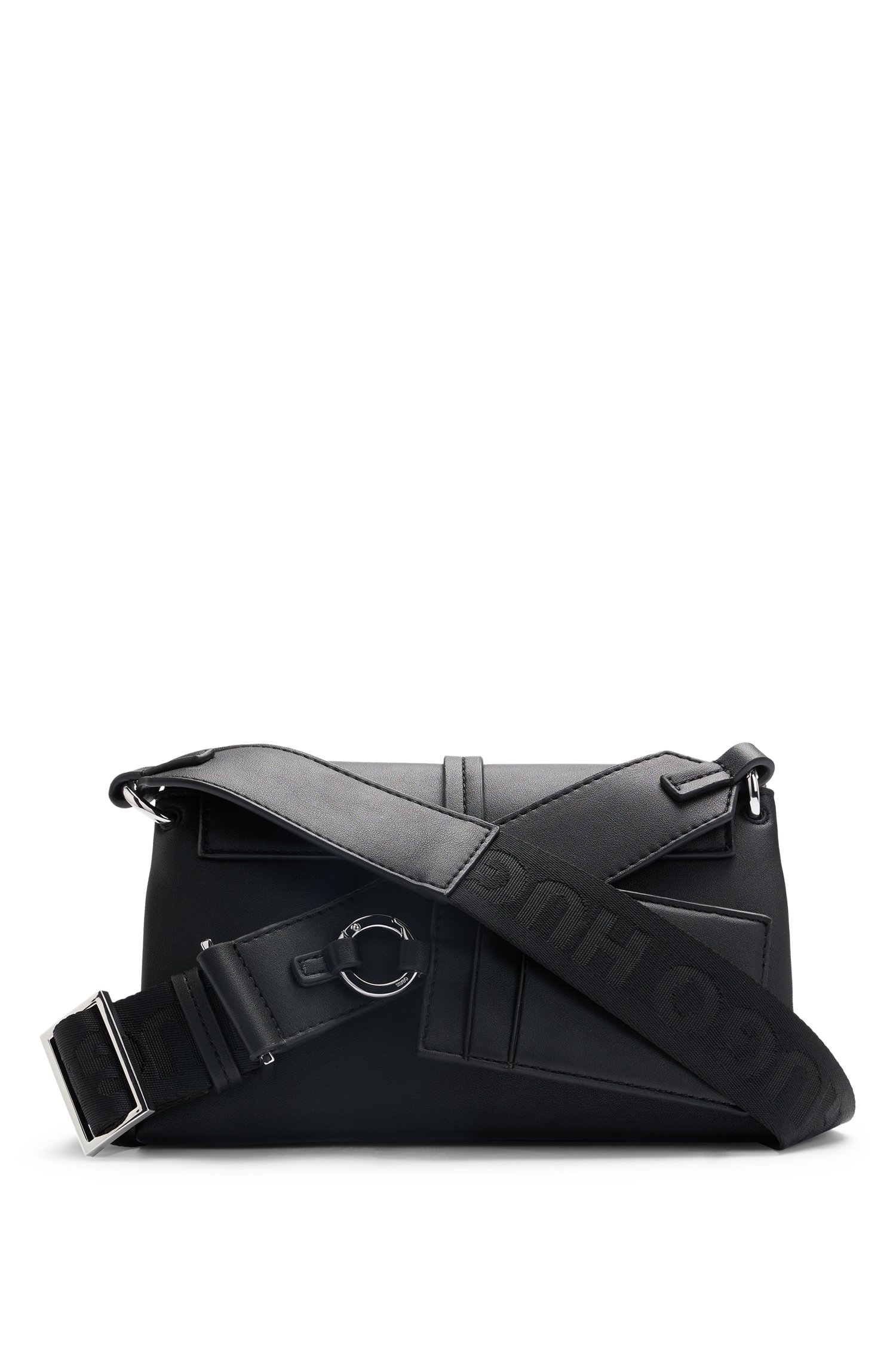 Faux-leather crossbody bag with logo hardware