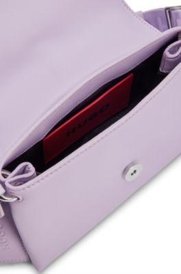 Faux-leather crossbody bag with logo hardware, Light Purple