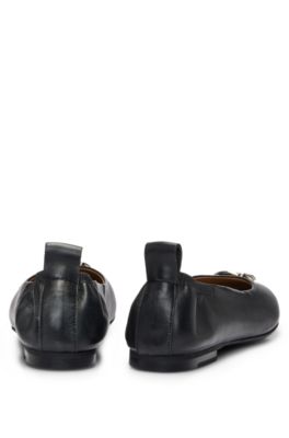 Nappa-leather ballerina pumps with Double B monogram hardware, Black