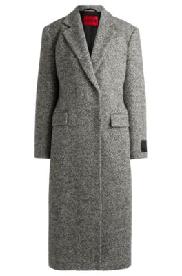 HUGO Regular fit coat with herringbone structure Patterned
