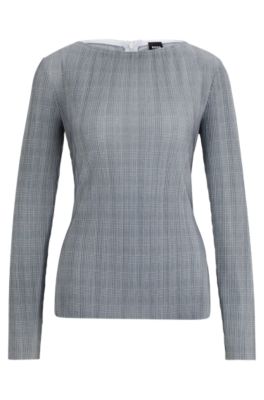 Hugo Boss Women's Checked Pleated Slim-fit Top In Patterned