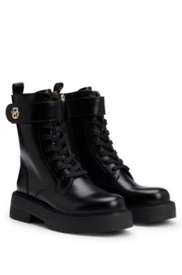 Hugo Boss Black Double B Monogram Boots In Black