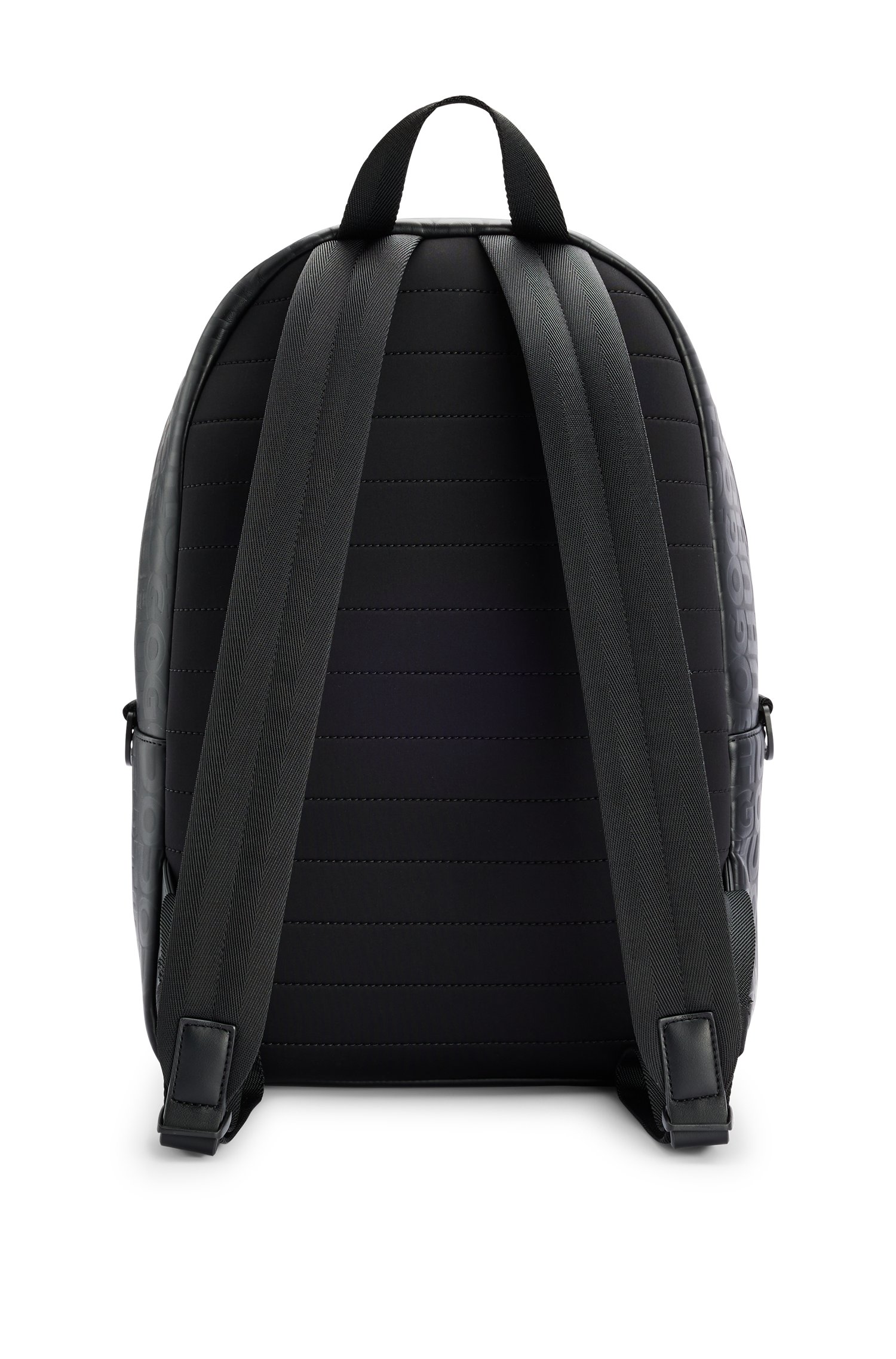 Faux-leather backpack with repeat-logo motif