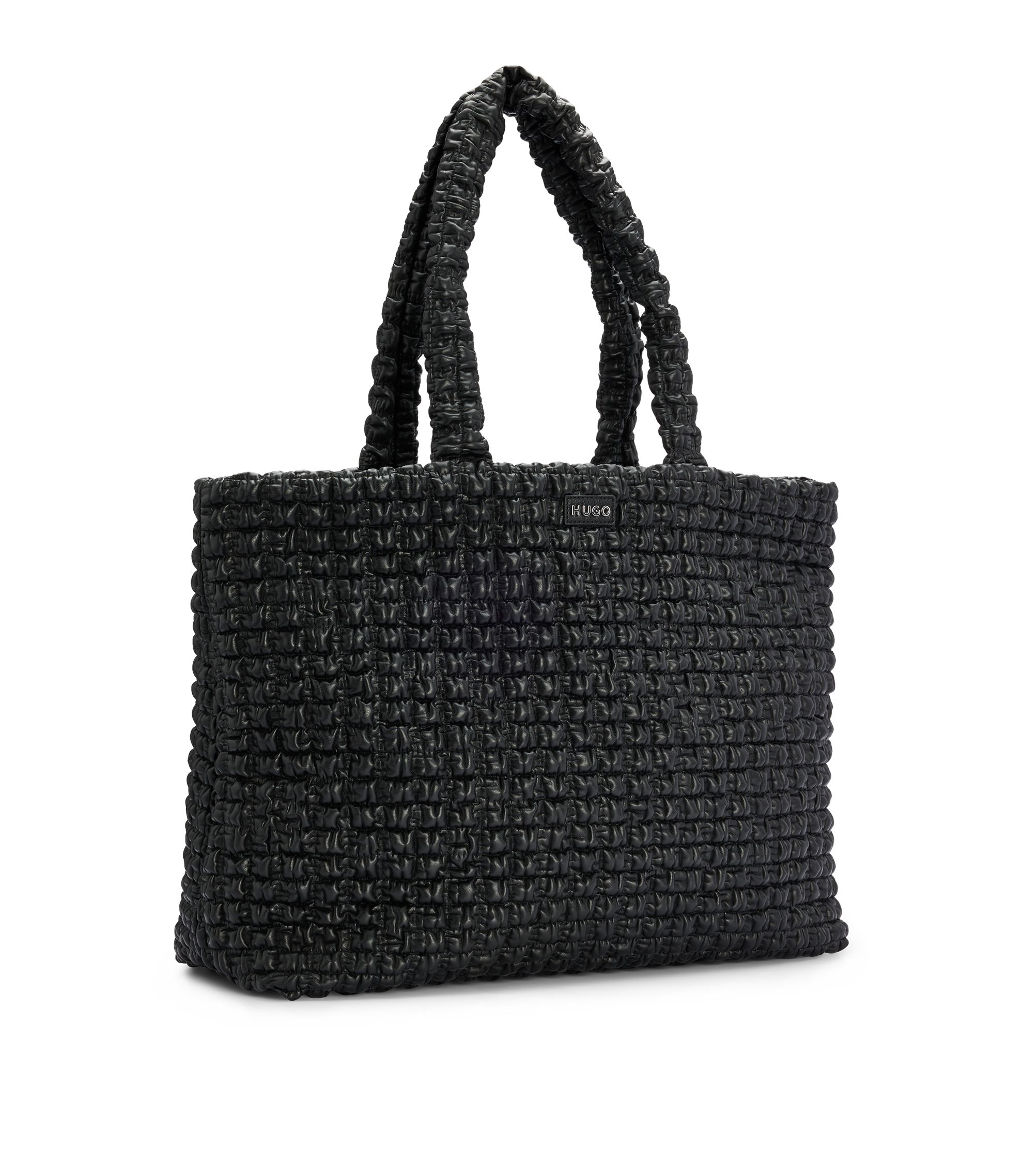 HUGO - Faux-leather quilted-effect shopper bag with logo